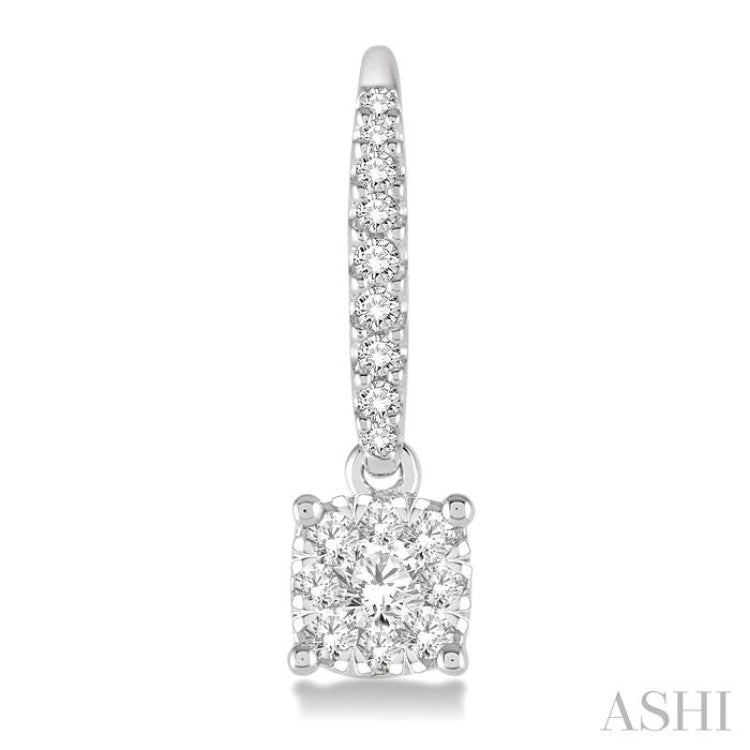 1/2 Ctw Square Shape Diamond Lovebright Earrings in 14K White Gold