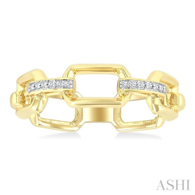 1/20 Ctw Bold Open Window Octagonal Shaped Round Cut Diamond Fashion Ring in 10K Yellow Gold