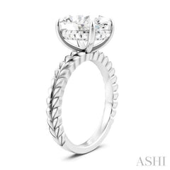 1/10 Ctw Oval Shape Round Cut Diamond Semi-Mount Engagement Ring in 14K White Gold