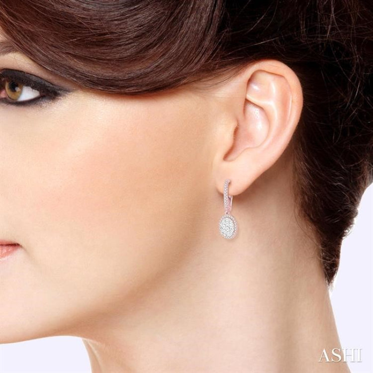5/8 Ctw Oval Shape Diamond Lovebright Earrings in 14K Rose and White Gold