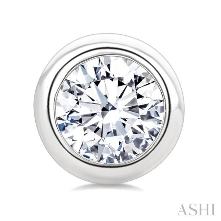 1/3 Ctw Bezel Set Round Cut Diamond Stud Earrings in 14K White Gold