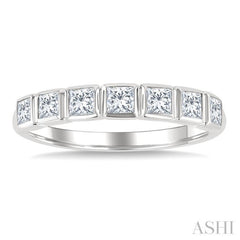 3/4 Ctw East-West Set Princess Cut Bezel Diamond Stackable Fashion Band in 14K White Gold