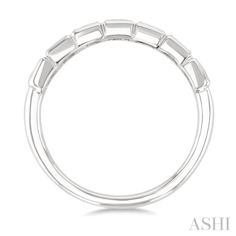 3/4 Ctw East-West Set Princess Cut Bezel Diamond Stackable Fashion Band in 14K White Gold