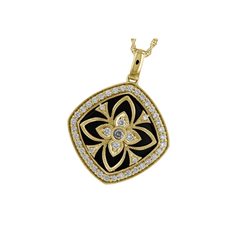14KT Gold Onyx & Diamond Necklace