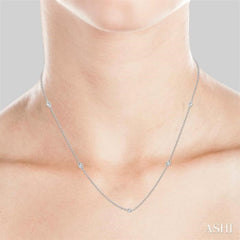 1/2 Ctw Round Cut Diamond Station Necklace in 14K White Gold
