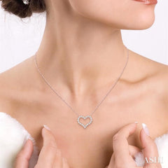 3/4 Ctw Round Cut Diamond Heart Pendant With Chain in 14K Rose Gold