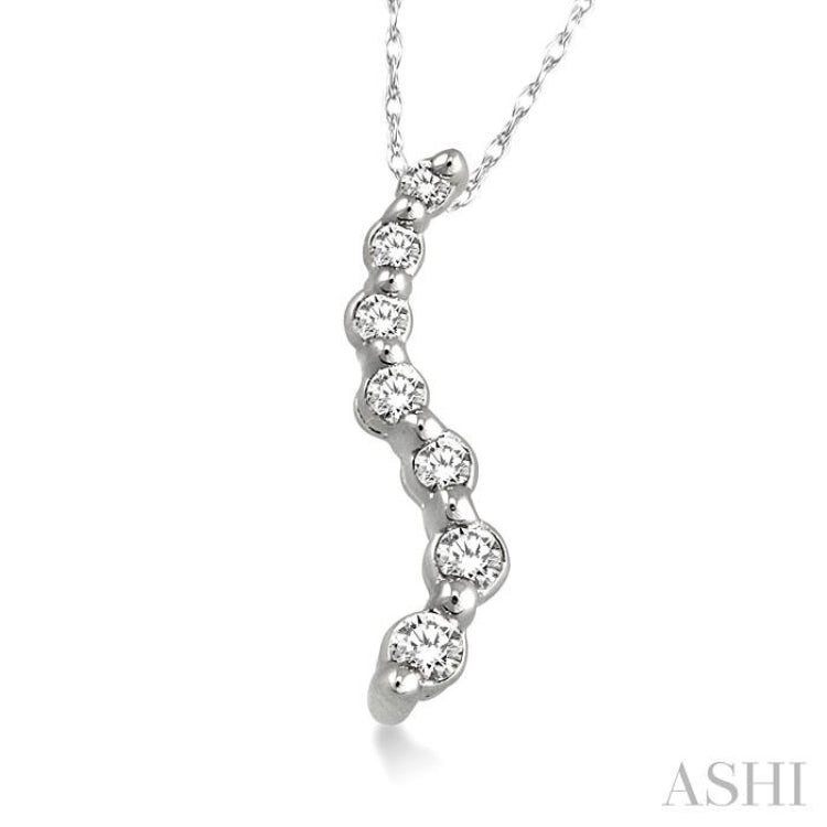 1/10 ctw Swirl Journey Diamond Pendant in 14K White Gold with Chain