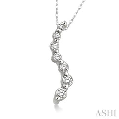 1/10 ctw Swirl Journey Diamond Pendant in 14K White Gold with Chain