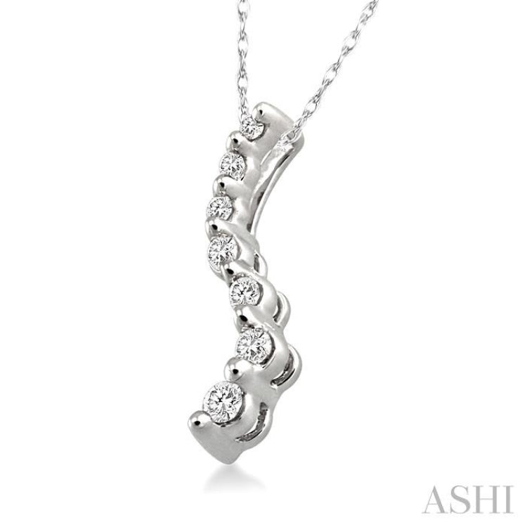 1/10 ctw Swirl Journey Diamond Pendant in 14K White Gold with Chain