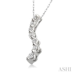 1/10 ctw Swirl Journey Diamond Pendant in 14K White Gold with Chain