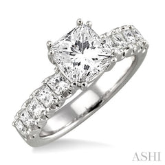 1 ctw Princess Cut Diamond Semi-Mount Engagement Ring in 14K White Gold