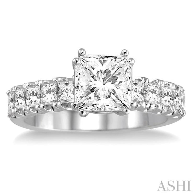 1 ctw Princess Cut Diamond Semi-Mount Engagement Ring in 14K White Gold