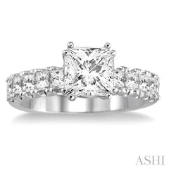 1 ctw Princess Cut Diamond Semi-Mount Engagement Ring in 14K White Gold