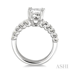 1 ctw Princess Cut Diamond Semi-Mount Engagement Ring in 14K White Gold