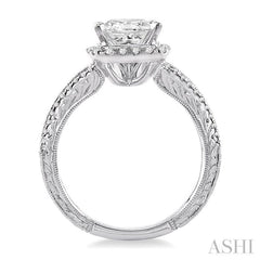1 1/6 ctw Diamond Engagement Ring with 3/4 ct Princess Cut Center Stone in 14K White Gold
