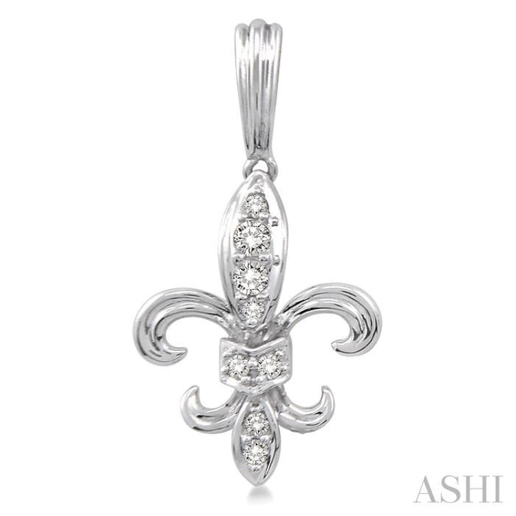 1/4 ctw Round Cut Diamond Fleur De Lis Earrings in 14K White Gold