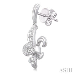 1/4 ctw Round Cut Diamond Fleur De Lis Earrings in 14K White Gold