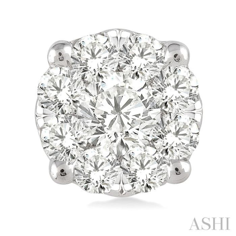 3/4 ctw Lovebright Round Cut Diamond Stud Earrings in 14K White Gold