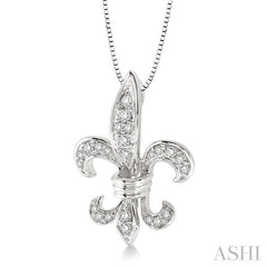 1/4 ctw Round Cut Diamond Fleur De Lis Pendant in 14K White Gold with Chain