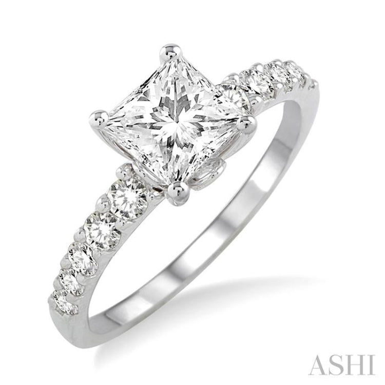 3/8 ctw Diamond Semi-Mount Engagement Ring in 14K White Gold