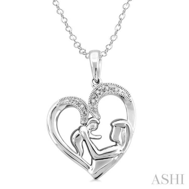 1/50 ctw Single Cut Diamond Heart Pendant in Sterling Silver with Chain