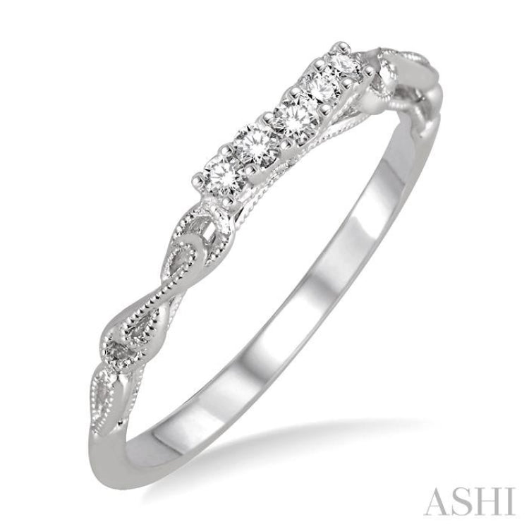 1/10 ctw Round Cut Diamond Wedding Band in 14K White Gold