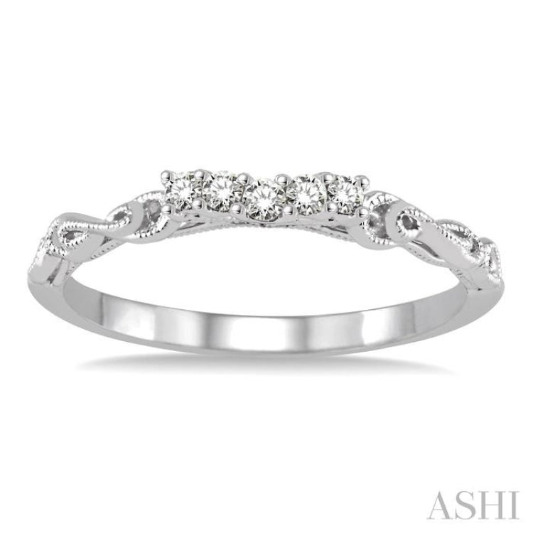 1/10 ctw Round Cut Diamond Wedding Band in 14K White Gold