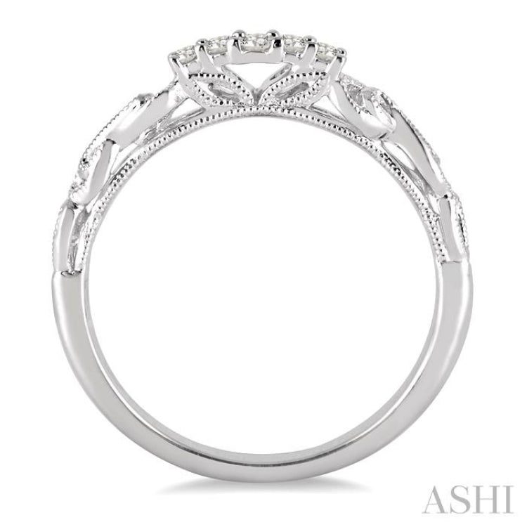 1/10 ctw Round Cut Diamond Wedding Band in 14K White Gold