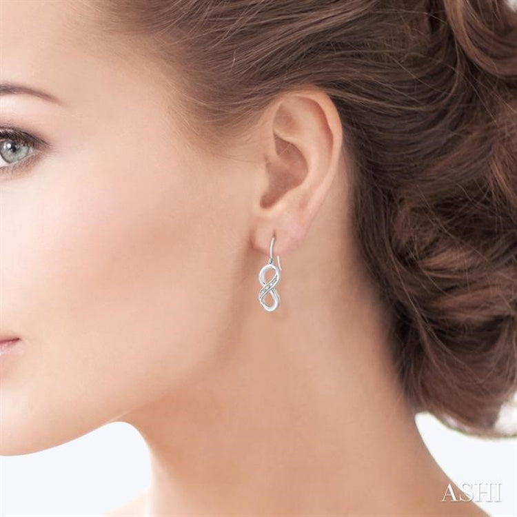 1/50 ctw Round Cut Diamond Infinity Earrings in Sterling Silver