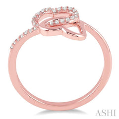 1/10 ctw Round Cut Diamond Twins Heart Shape Ring in 10K Rose Gold