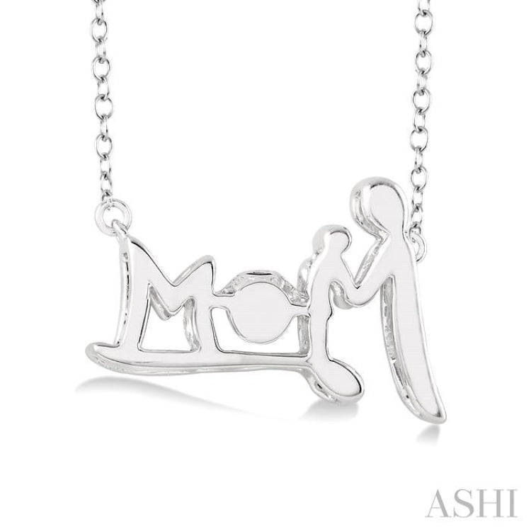 1/50 ctw Round Cut Diamond Emotion Mom Pendant in Sterling Silver with Chain
