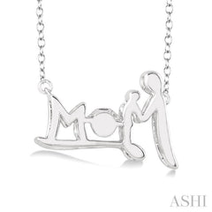 1/50 ctw Round Cut Diamond Emotion Mom Pendant in Sterling Silver with Chain