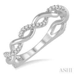 1/6 ctw Round Cut Diamond Twisted Ring in 10K White Gold