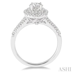 1 ctw Diamond Engagement Ring with 1/2 ct Oval Cut Center Stone in 14K White Gold