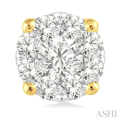 1 ctw Lovebright Round Cut Diamond Stud Earrings in 14K Yellow and White Gold