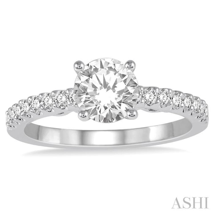 1/4 ctw Round Shape Semi-Mount Diamond Engagement Ring in 14K White Gold