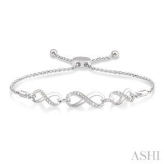 1/20 ctw Triple Infinity Link Round Cut Diamond Sterling Silver Lariat Bracelet