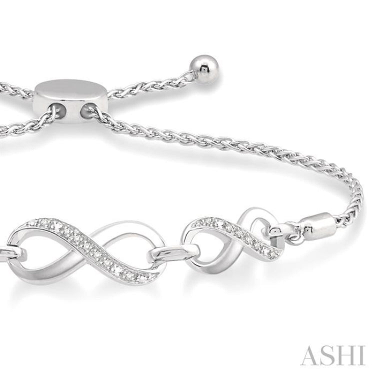 1/20 ctw Triple Infinity Link Round Cut Diamond Sterling Silver Lariat Bracelet