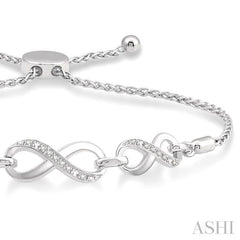 1/20 ctw Triple Infinity Link Round Cut Diamond Sterling Silver Lariat Bracelet