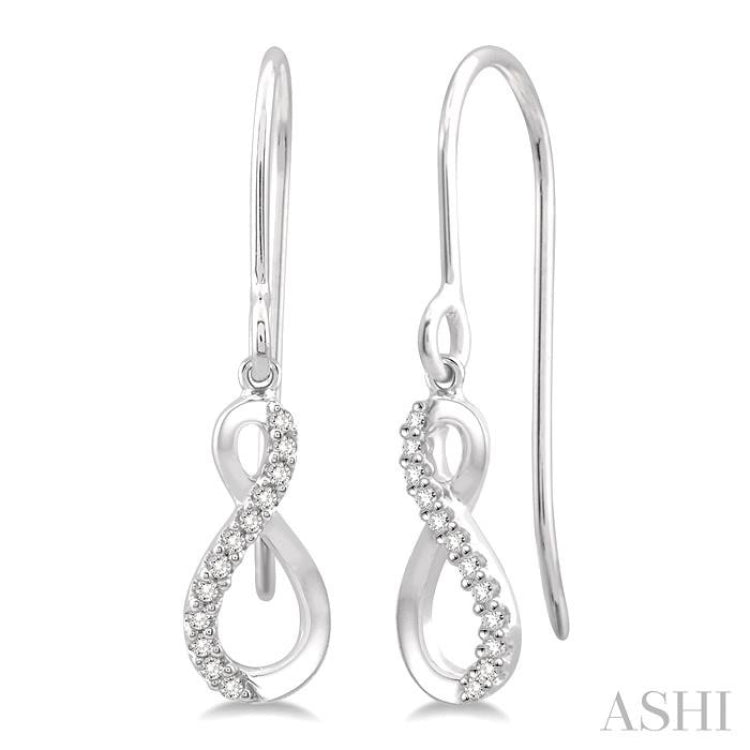 1/10 ctw Figure Eight Round Cut Diamond Infinity Petite Earrings in 10K White Gold