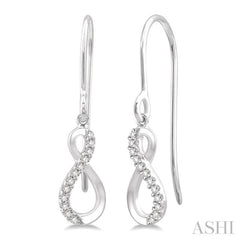 1/10 ctw Figure Eight Round Cut Diamond Infinity Petite Earrings in 10K White Gold