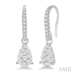 3/8 ctw Pear Shape Diamond Lovebright Earrings in 14K White Gold