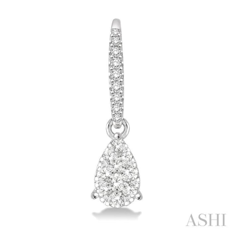 3/8 ctw Pear Shape Diamond Lovebright Earrings in 14K White Gold