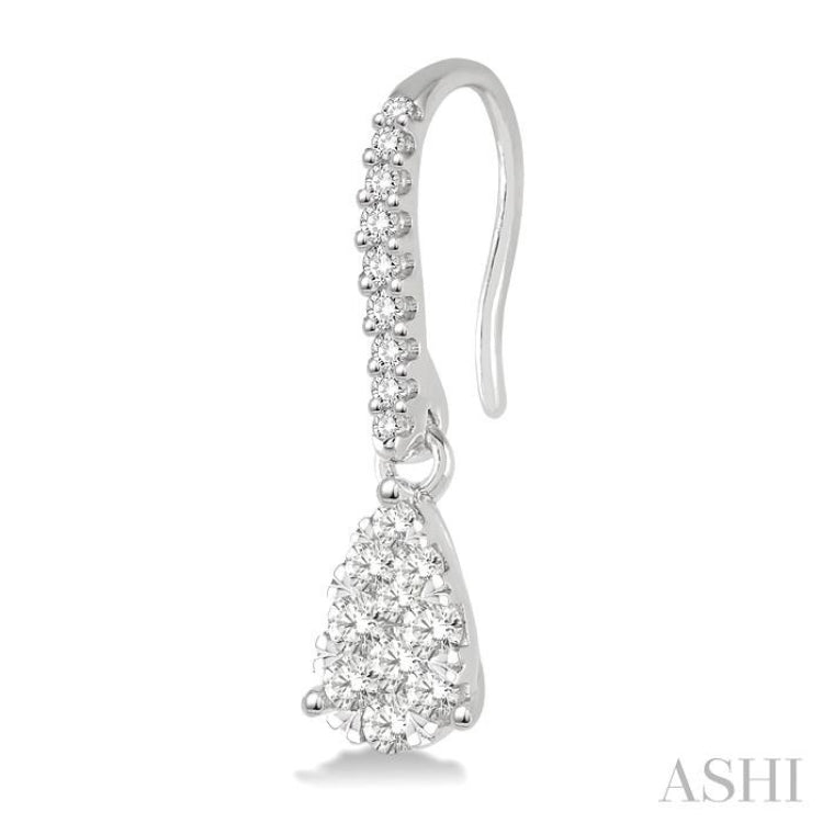 3/8 ctw Pear Shape Diamond Lovebright Earrings in 14K White Gold