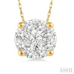 1/8 ctw Lovebright Round Cut Diamond Pendant in 14K Yellow Gold with Chain