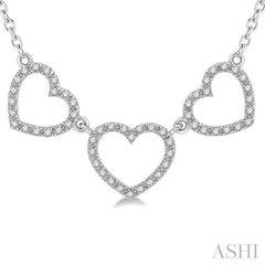 1/6 ctw Triple Heart Round Cut Diamond Necklace in 10K White Gold