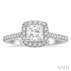 1/4 ctw Square Shape Diamond Semi-Mount Engagement Ring in 14K White Gold