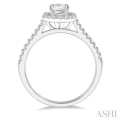 1/4 ctw Square Shape Diamond Semi-Mount Engagement Ring in 14K White Gold