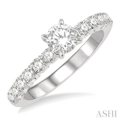 1/2 ctw Round Cut Diamond Semi-Mount Engagement Ring in 14K White Gold