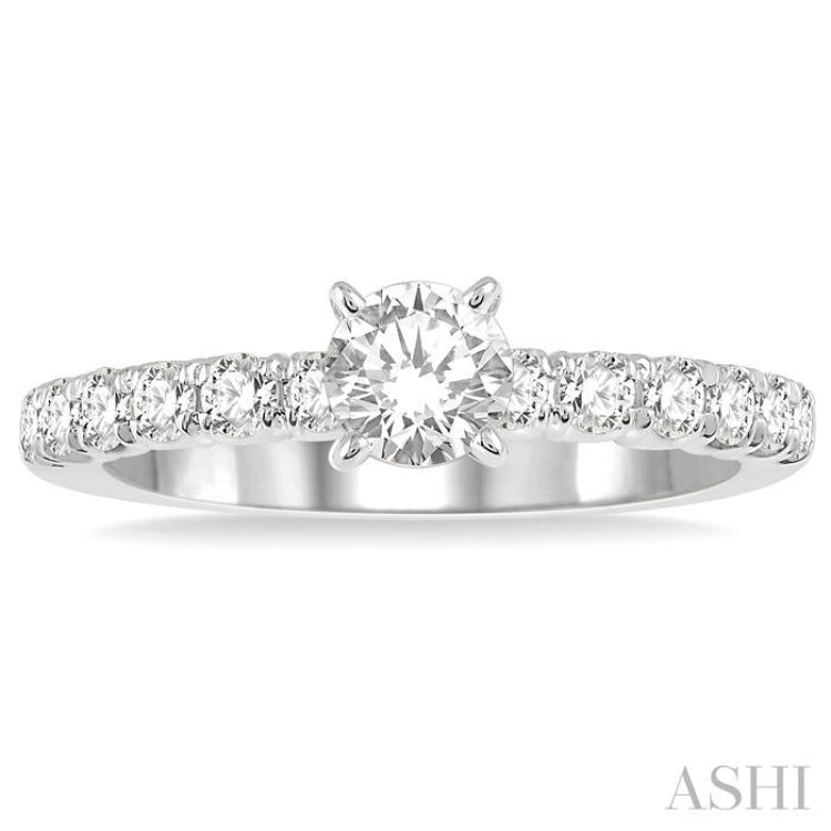 1/2 ctw Round Cut Diamond Semi-Mount Engagement Ring in 14K White Gold